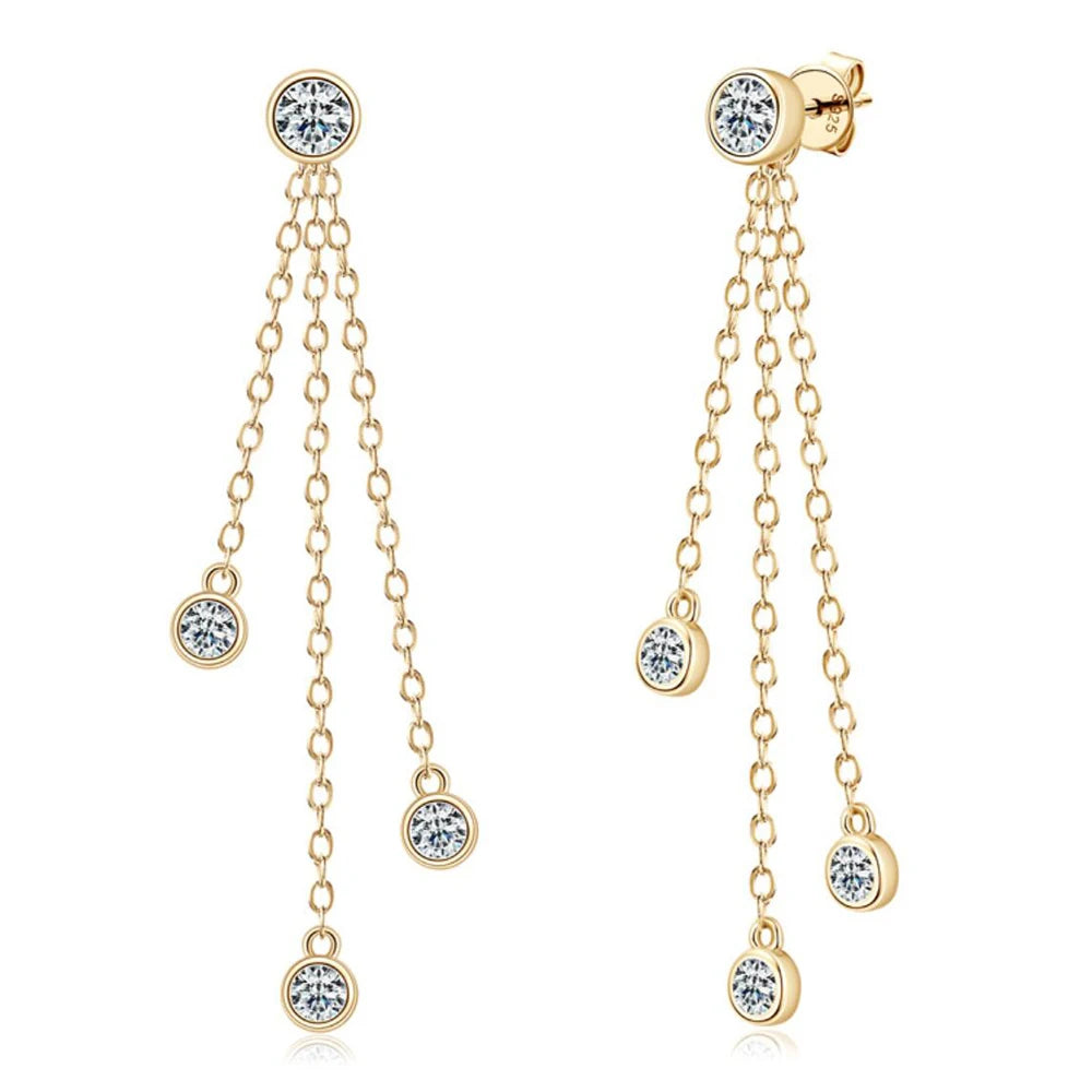 Full Moissanite Dangle Earrings 100% 925 Silver Original Certified Diamond Long Tassel Drop Earring For Women Jewelry Trend