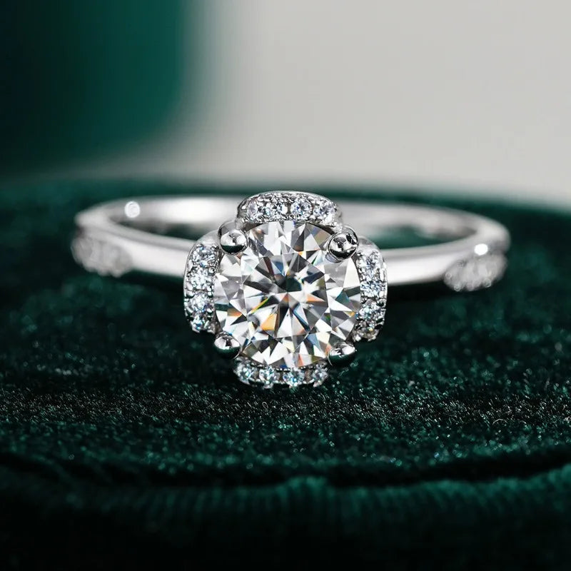 Girl Engagement 18K White Gold Wedding Band 1CT VVS 1 D Color Moissanite Diamond Women PT950 Platinum Birthday Gift Fine Jewelry