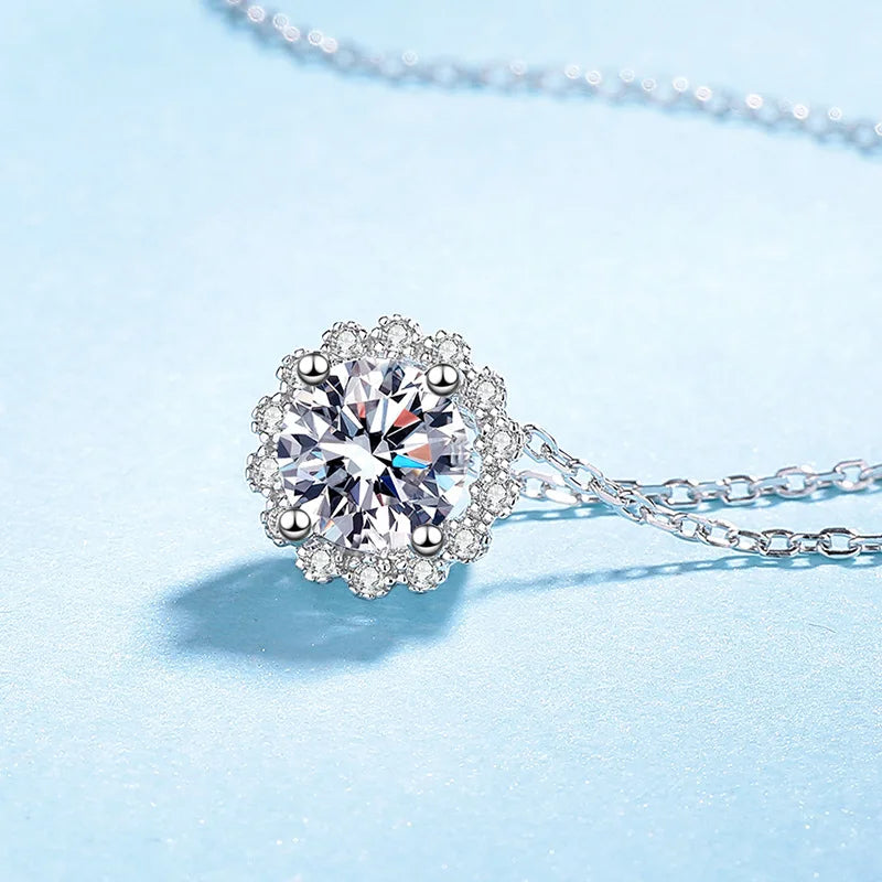 Women Wedding 18K White Gold Wife Valentine's Day Necklaces 1CT VVS D Color Moissanite Diamond PT950 Platinum Girl Birthday Gift