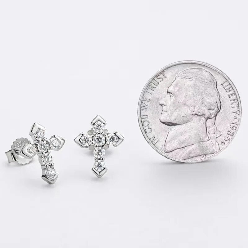 0.6ct Moissanite Cross Stud Earrings