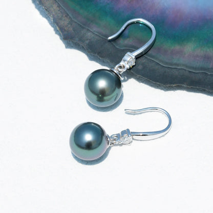 9-11mm Tahitian Black Pearl Earrings