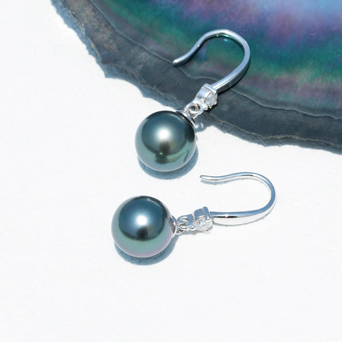 9-11mm Natural Tahitian Black Pearl Earrings