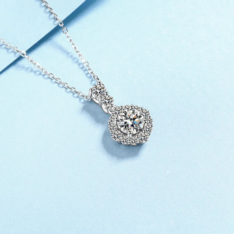PT950 Platinum Necklaces Women Wedding 1 Carat Moissanite Diamond Girlfriend Birthday Gift Wife Valentine's Day Jewelry Daughter