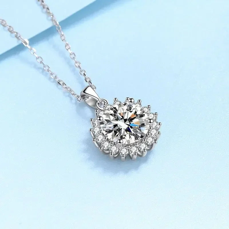 Girl Birthday Gift 18K White Gold Necklaces Women Wedding 0.5/1/2/5CT Moissanite Diamond PT950 Platinum Valentine's Day Pendant