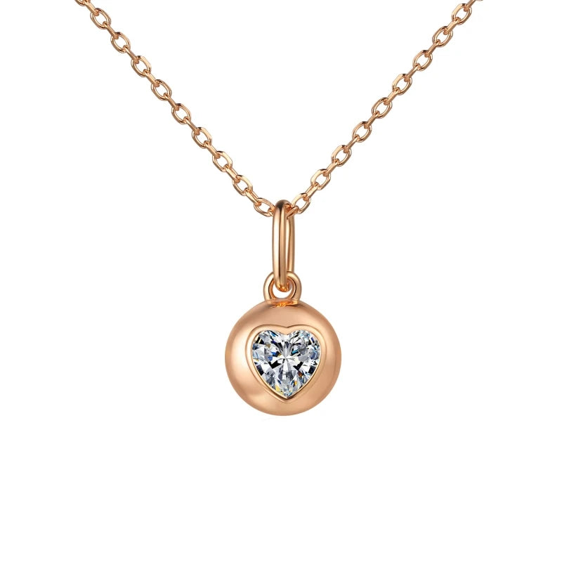 Lover Valentine's Day 18K Rose Gold Necklaces Daughter Christmas Gift 0.5CT Heart Moissanite Diamond Women Wedding Girl Birthday