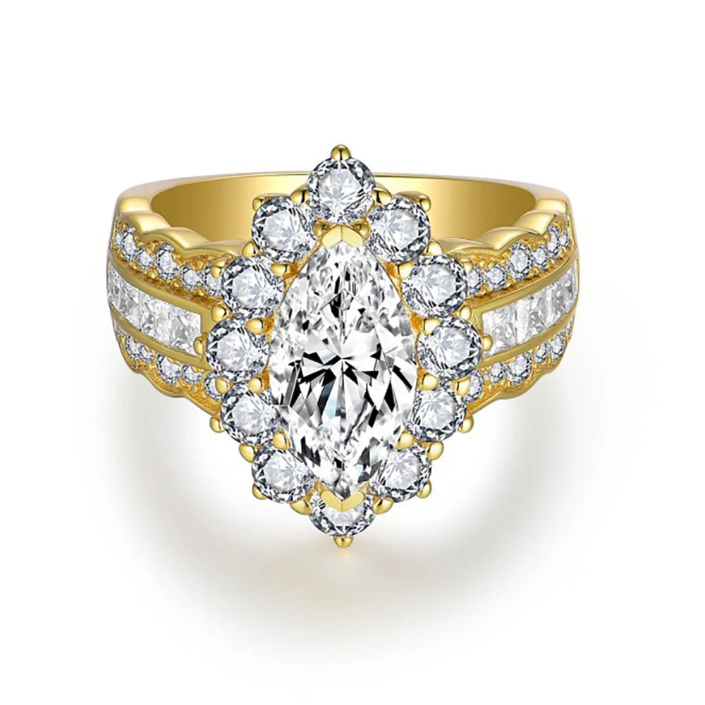 4cttw Marquise Cut D Color Moissanite Rings For Women Wedding Bridal S925 Sterling Silver