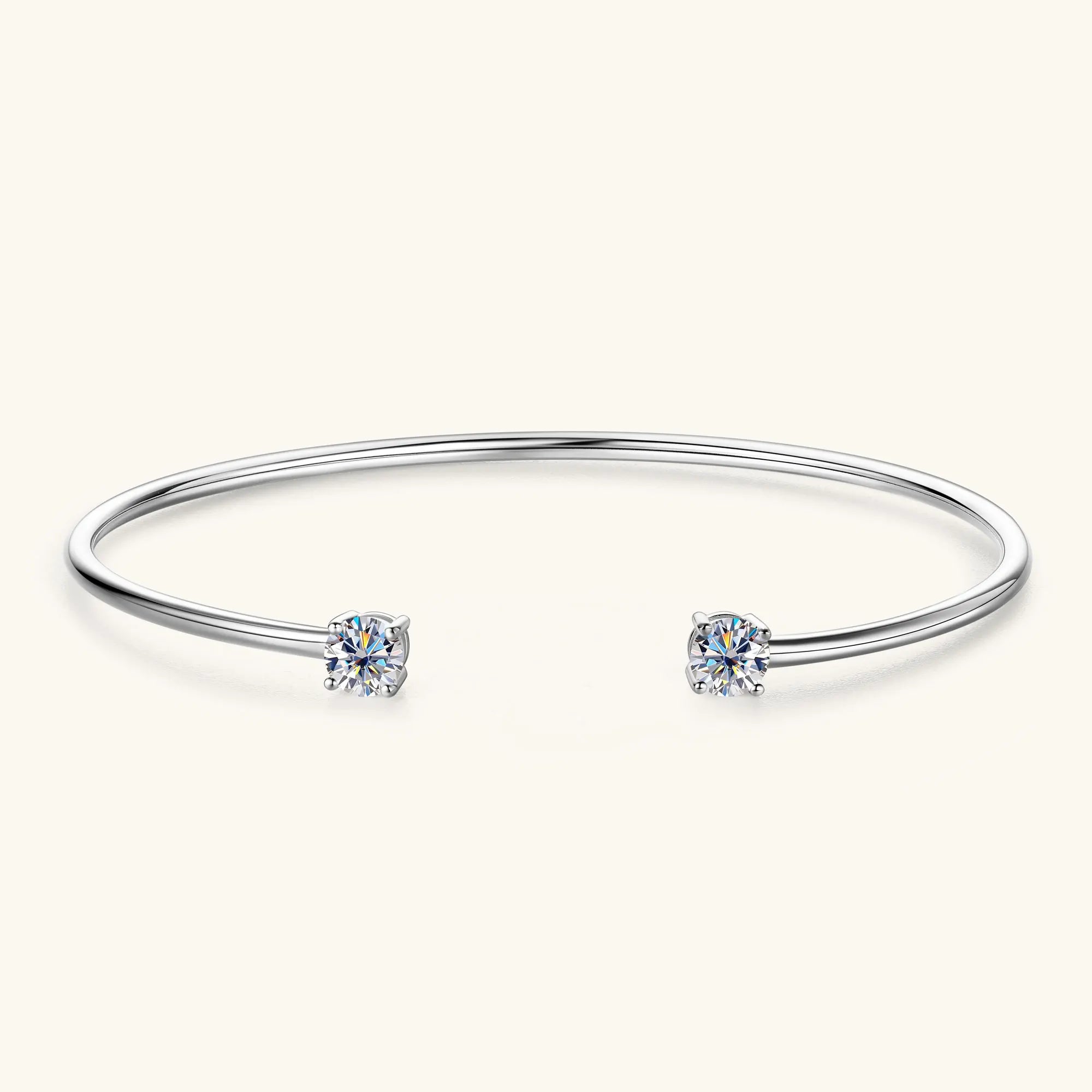 Moissanite Bangle for Women 5mm 0.5CT Lab Created Diamond Bracelet 100% Real 925 Sterling Silver Opening Cuff Bangle