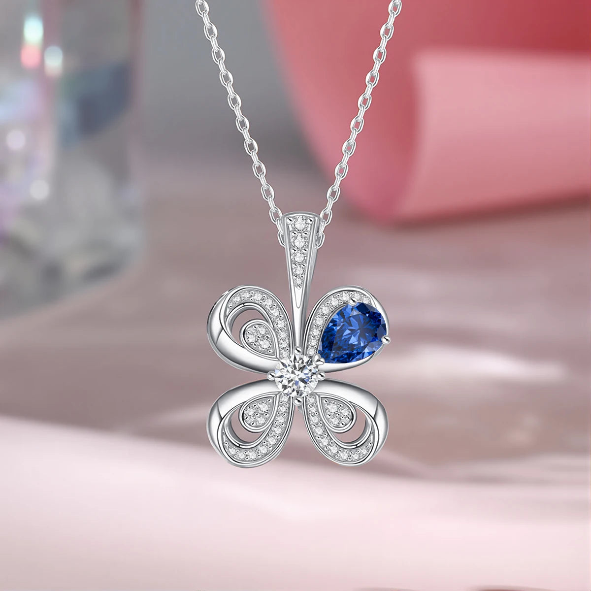 Moissanite Necklace With Certificate Pendant For Woman 100% Silver 925 Lucky Charms Fine Jewelry