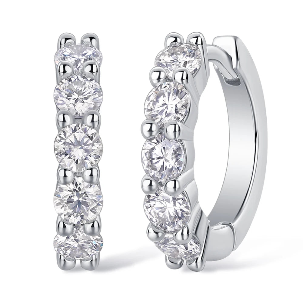 D Color Moissanite Earrings 925 Sterling Sliver Plated White Gold Hoop Earring For Women Classic Wedding Party Jewelry