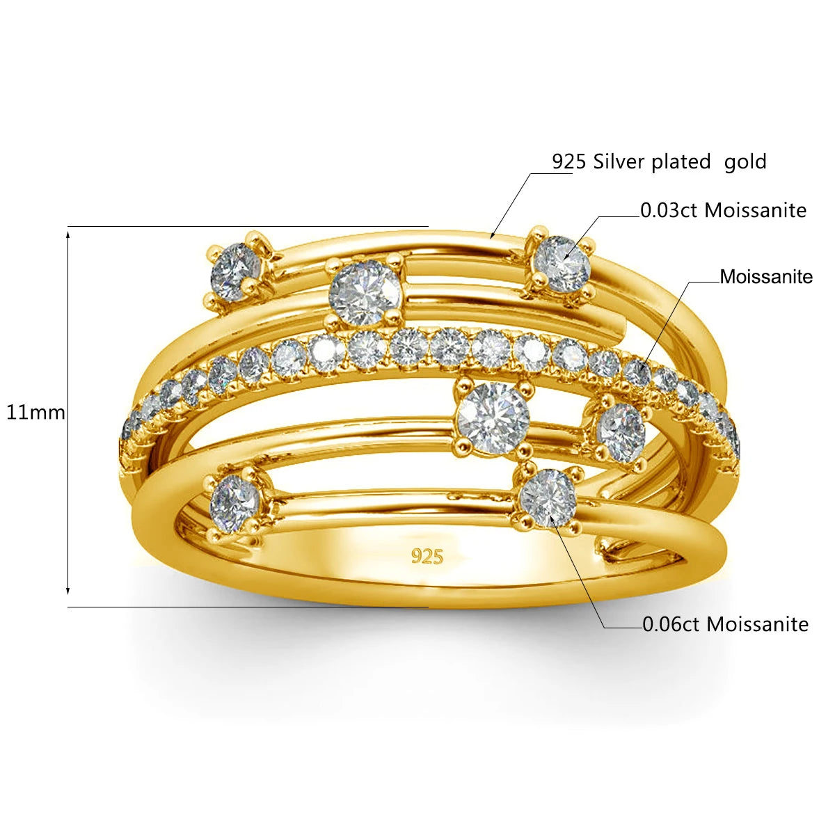 Moissanite Ring Eternity Wedding Band Solid 925 Silver