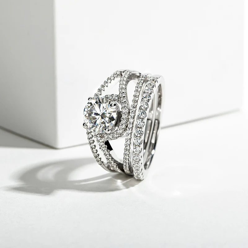 925 Sterling Silver 1.2 Carat Moissanite Engagement Ring Sets For Women Jewelry