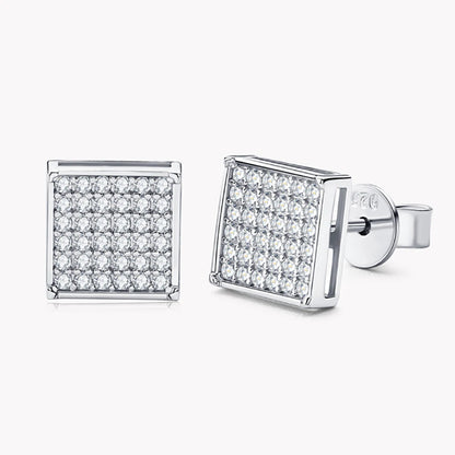 Full Moissanite Square Couples Earrings