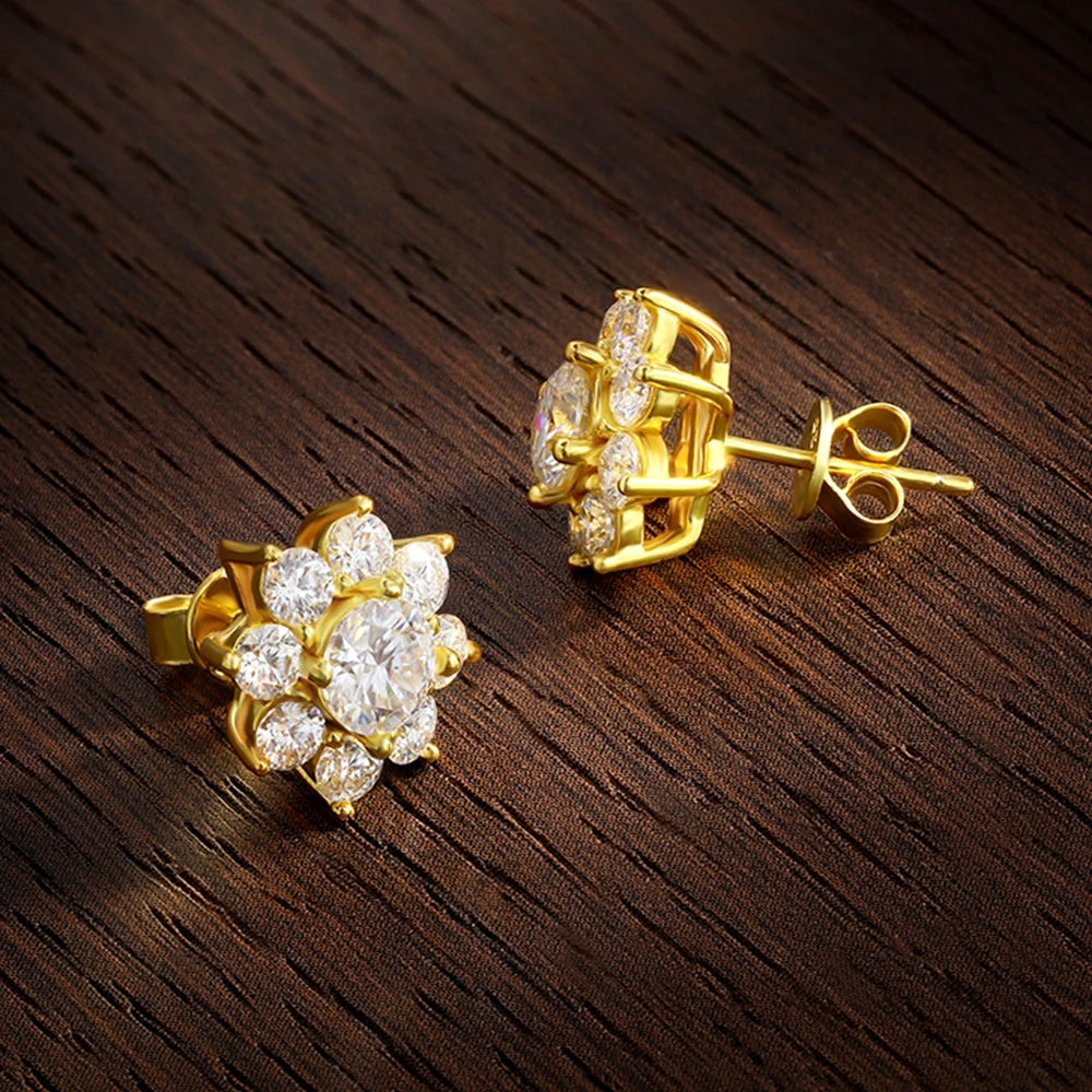 D VVS1 Moissanite Stud Earrings | S925 Silver 18K Plated