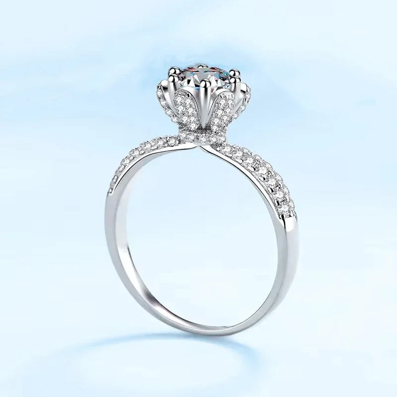 Girl Engagement 18K White Gold Valentine's Day 1/2/3CT Moissanite Diamond Wedding Band Women PT950 Platinum Birthday Gift Rings