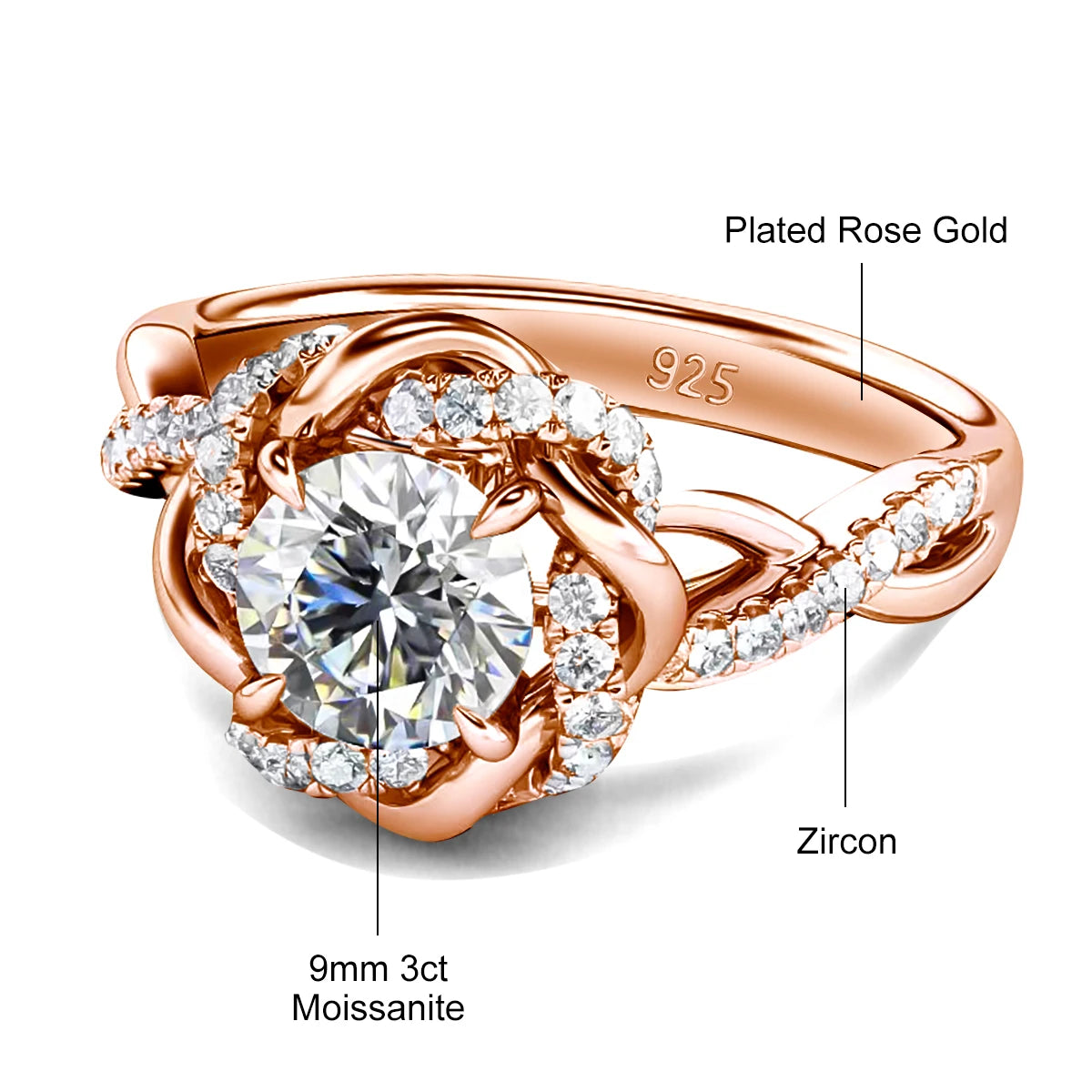 Moissanite Diamond Rings Set With Certificate 100% Sterling Silver 925 Luxury 2PCS