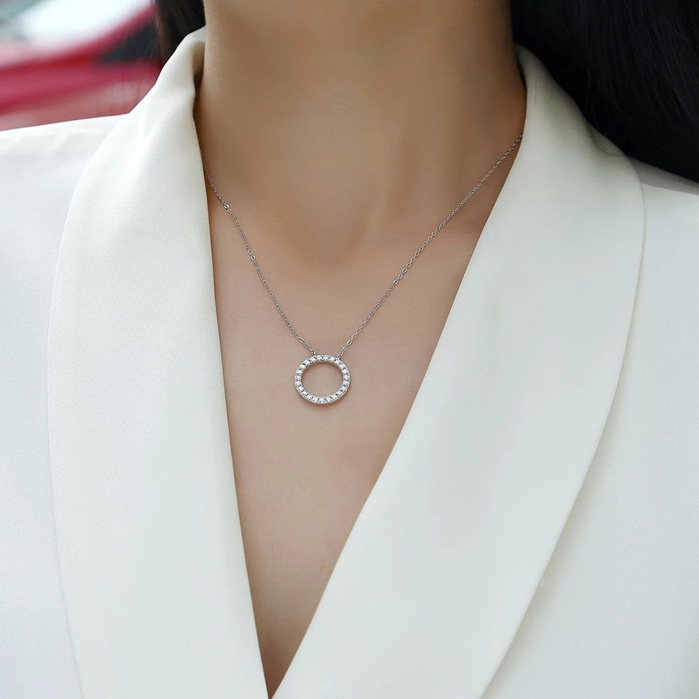 Moissanite Pendant Necklace 925 Sterling Silver Diamond Necklace Chain 1.7mm For Women Jewellry Gift GRA Certified