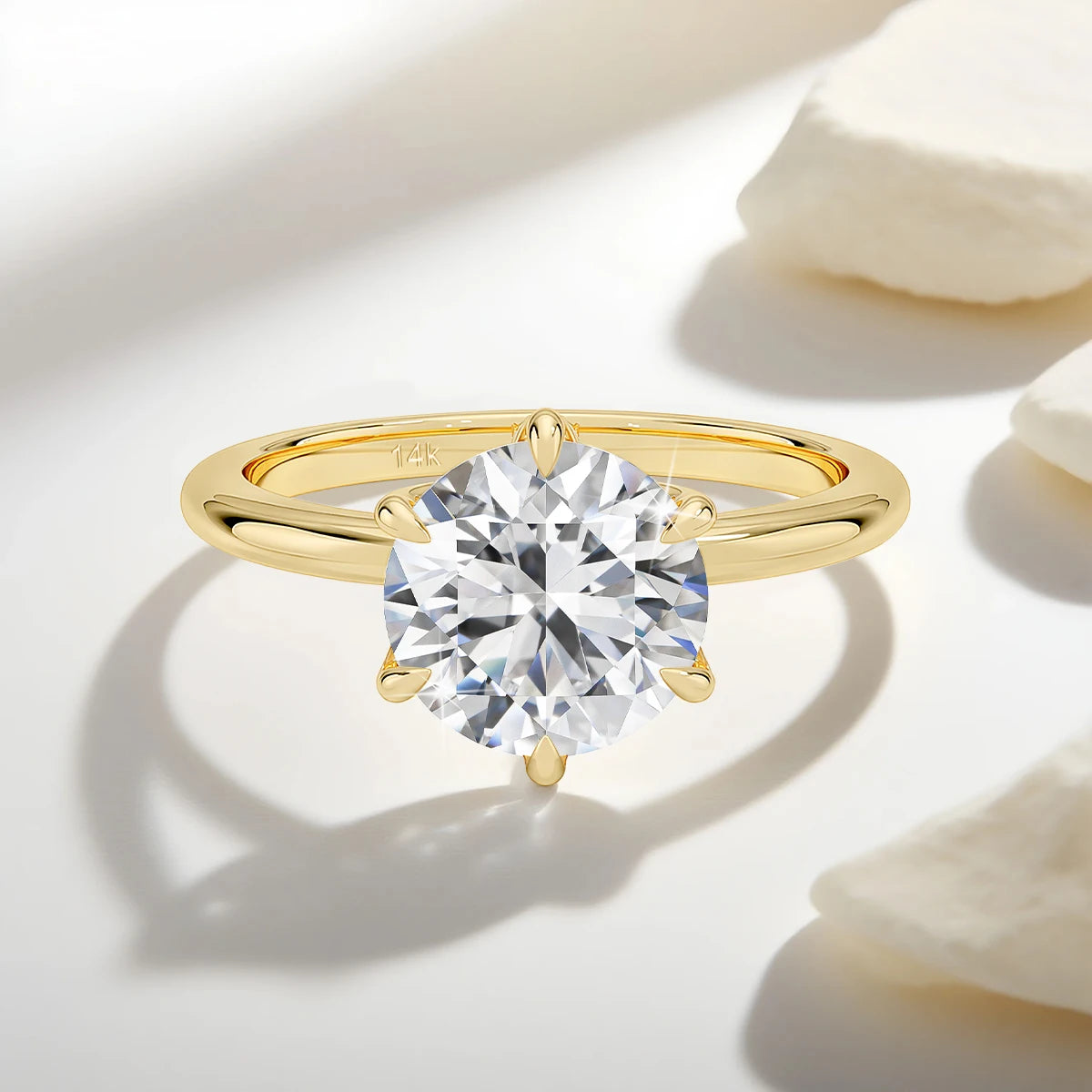Gold Moissanite Ring Engagement Jewelry Promise Wedding Certified 14k