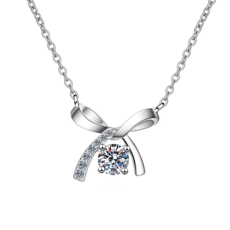 Girl Friend Valentine's Day 18K White Gold Daughter Birthday Gift Necklaces 0.5CT Moissanite Diamond PT950 Women Christmas Gift
