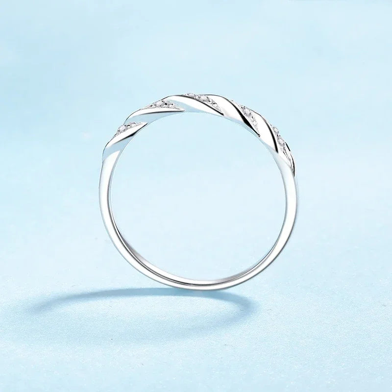 Girl Valentine's Day 18K White Gold Daughter Birthday Gift Rings 0.12CT Moissanite Diamond PT950 Platinum Women Wedding Band