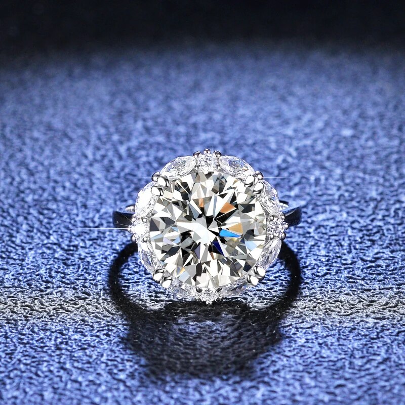 5 Carat Round Moissanite Rings