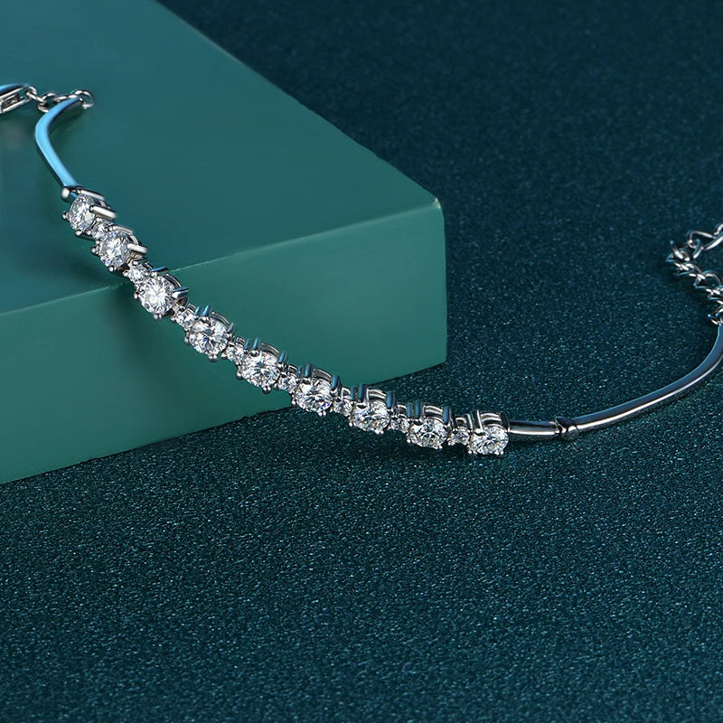 Moissanite Bracelets D Color Total 2.7 Carat For Women High Quality 925 Sterling Silver Girls Luxury Quality Jewelry Gift