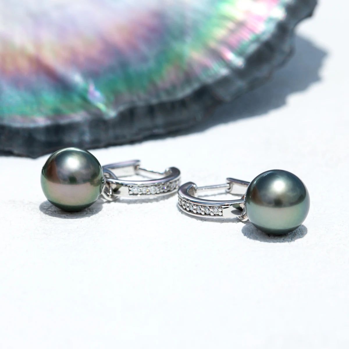 10-11mm Natural Tahitian Black Pearl Multipurpose Earrings