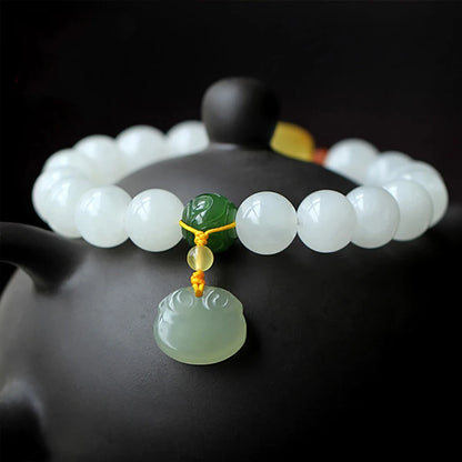 Hand String For Women Elegant Hetian White Jade Buddha Beads