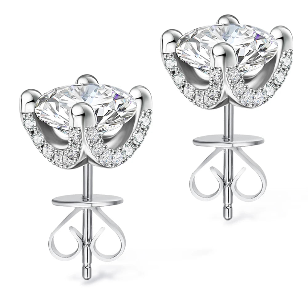 Moissanite Earrings 1ct Sparkly Lab Created Diamond Stud Earrings 18K Gold Plated 925 Sterling Silver Jewelry Gifts for Women