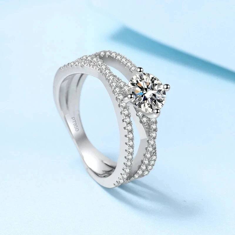 Platinum PT950 1CT Moissanite Diamond Ring