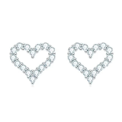 Moissanite Heart Stud Earrings