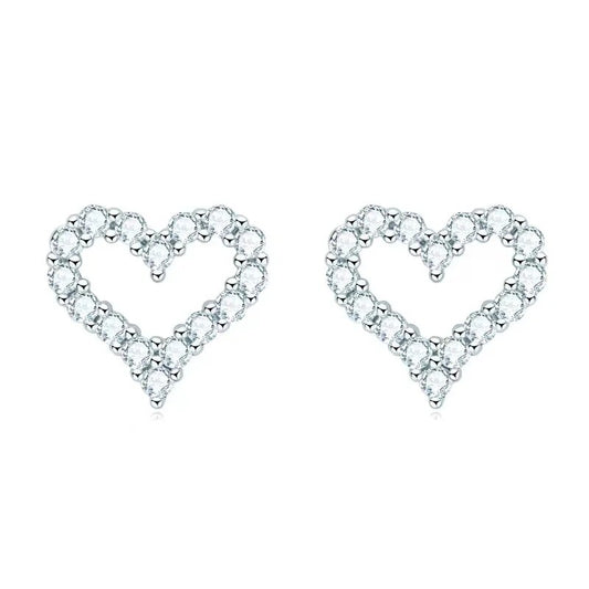 Moissanite Heart Stud Earrings