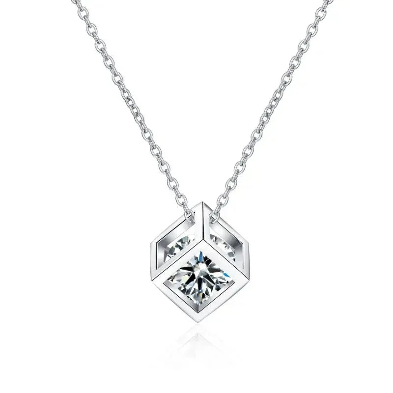 Daughter Adult's Day 18K White Gold Necklaces Women Valentine's Day 0.5/1CT Moissanite Diamond PT950 Platinum Girl Birthday Gift