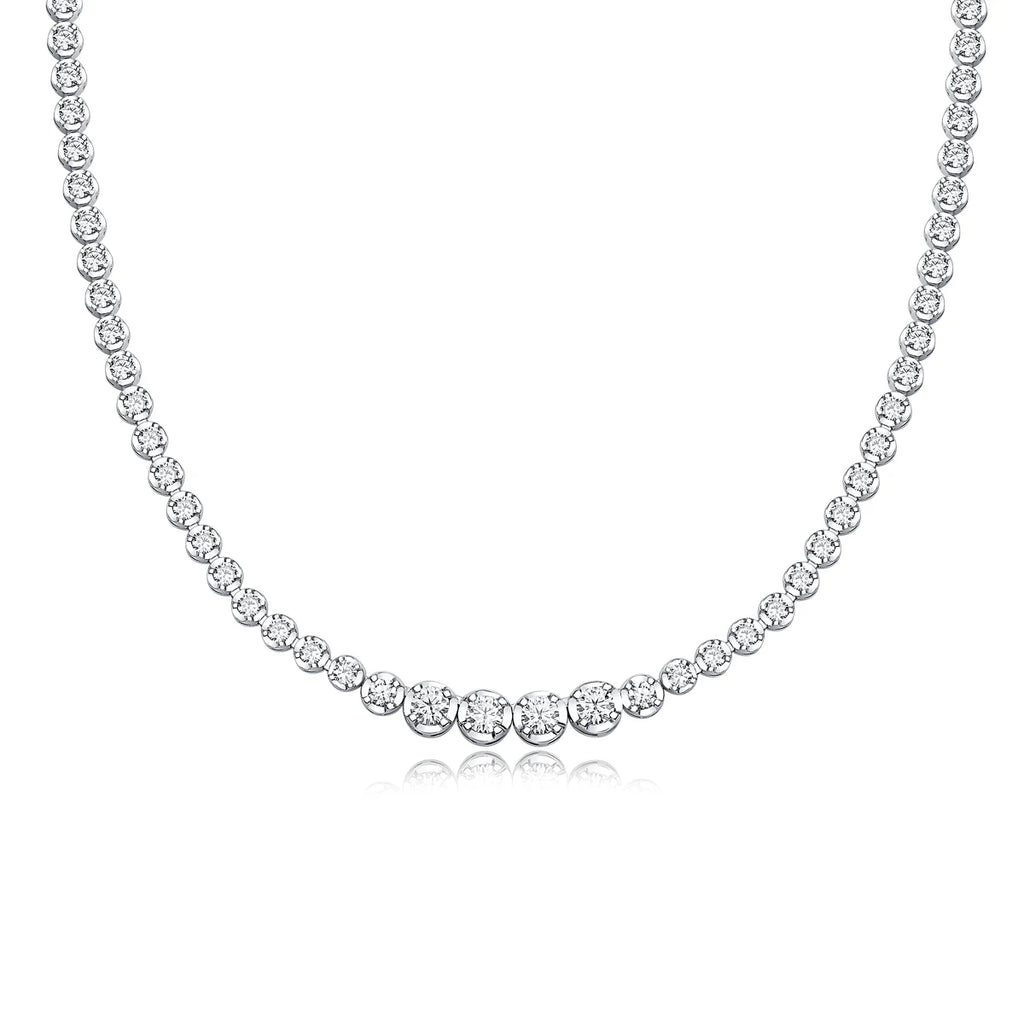 Moissanite Tennis Necklace for Women S925 Sterling Silver Plated Gold 1.2 Carat Diamond Chain Necklaces Wedding Party Jewelry