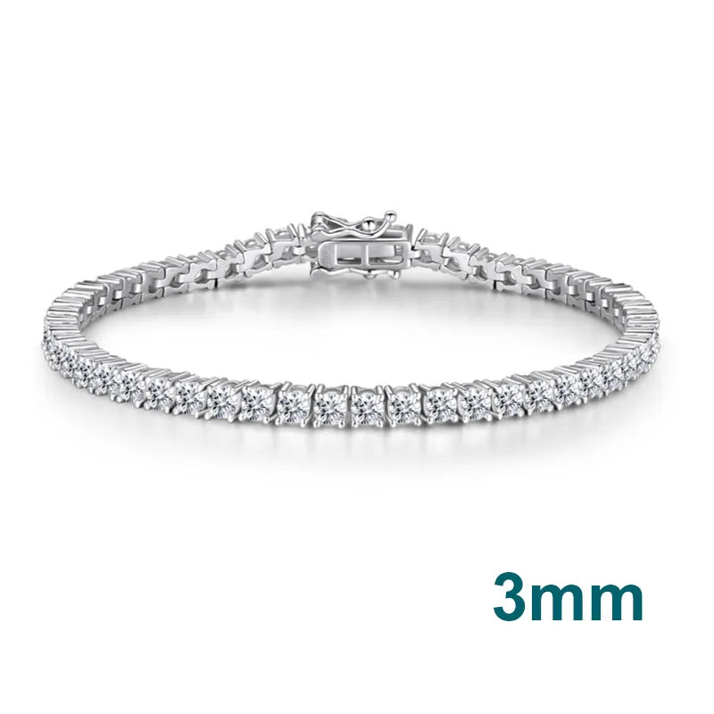 Moissanite Tennis Bracelets 3mm 4mm 925 Sterling Silver Full Diamond with Gold Plated Bracelet Fine Jewelry for Women Men