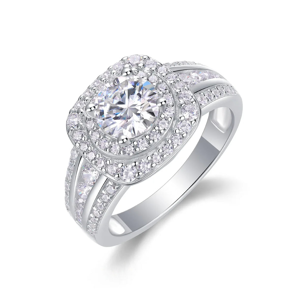 1 Carats Round Moissanite Engagement Ring For Women 925 Sterling Silver