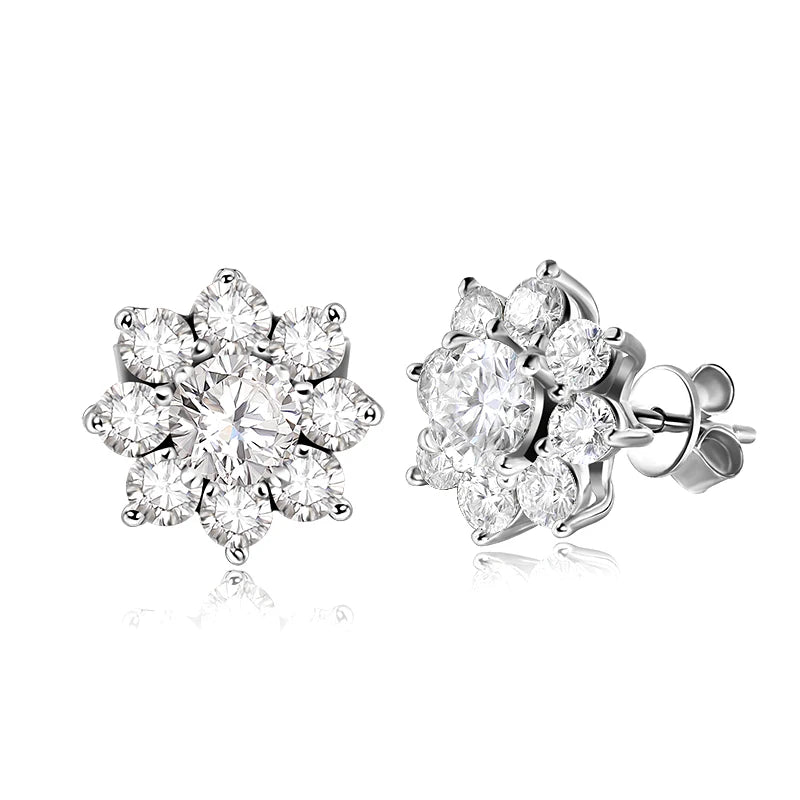 D VVS1 Moissanite Stud Earrings | S925 Silver 18K Plated