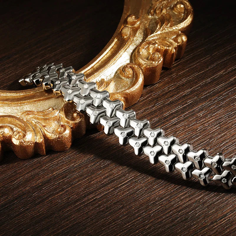 Moissanite Tennis Bracelet for Women Man Solid s925 Sterling Silver Plated 18k White Gold 8.5mm