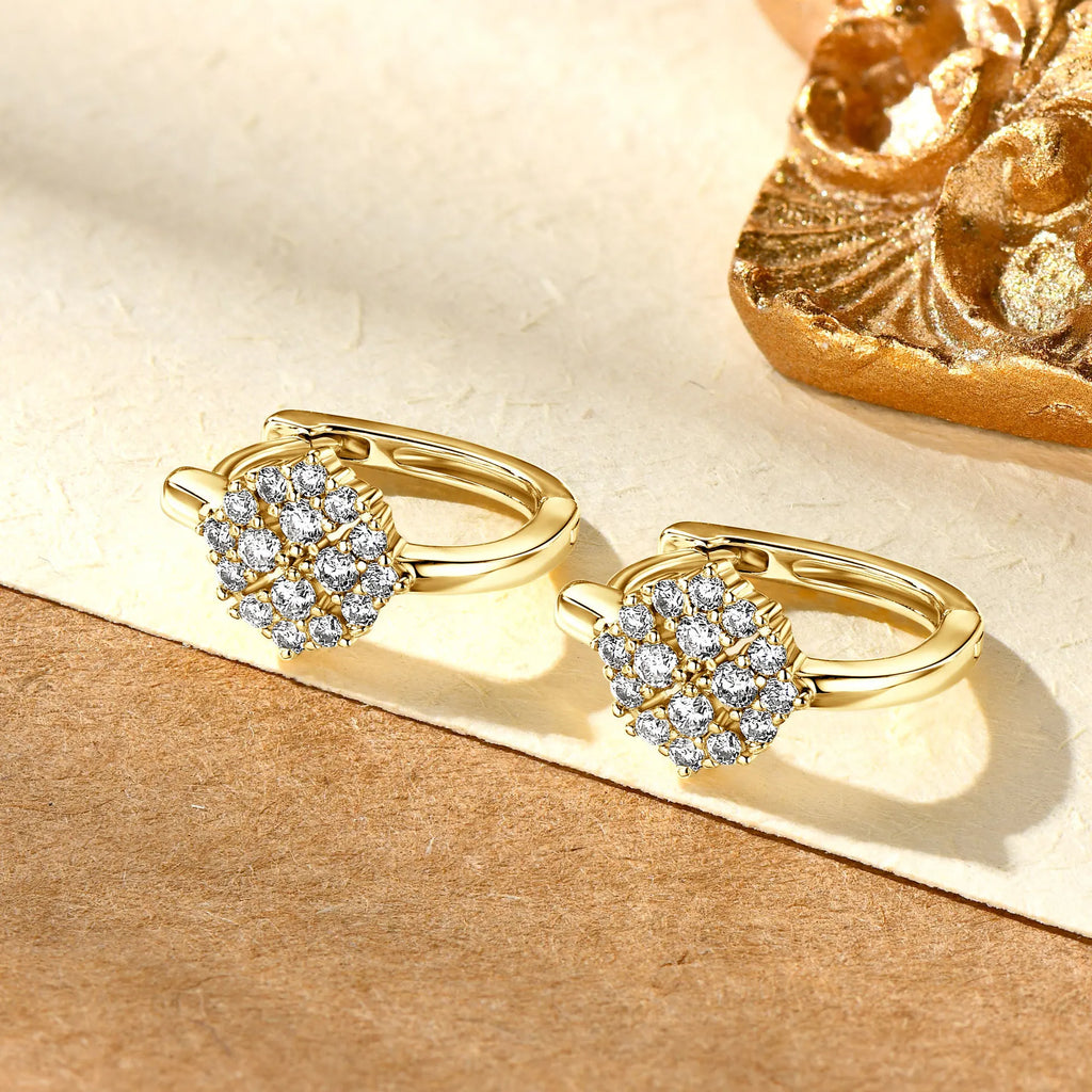 Hoop Earrings for Women 18K Real Gold Plated 925 Sterling Silver Hypoallergenic Earring Certified All Moissanite