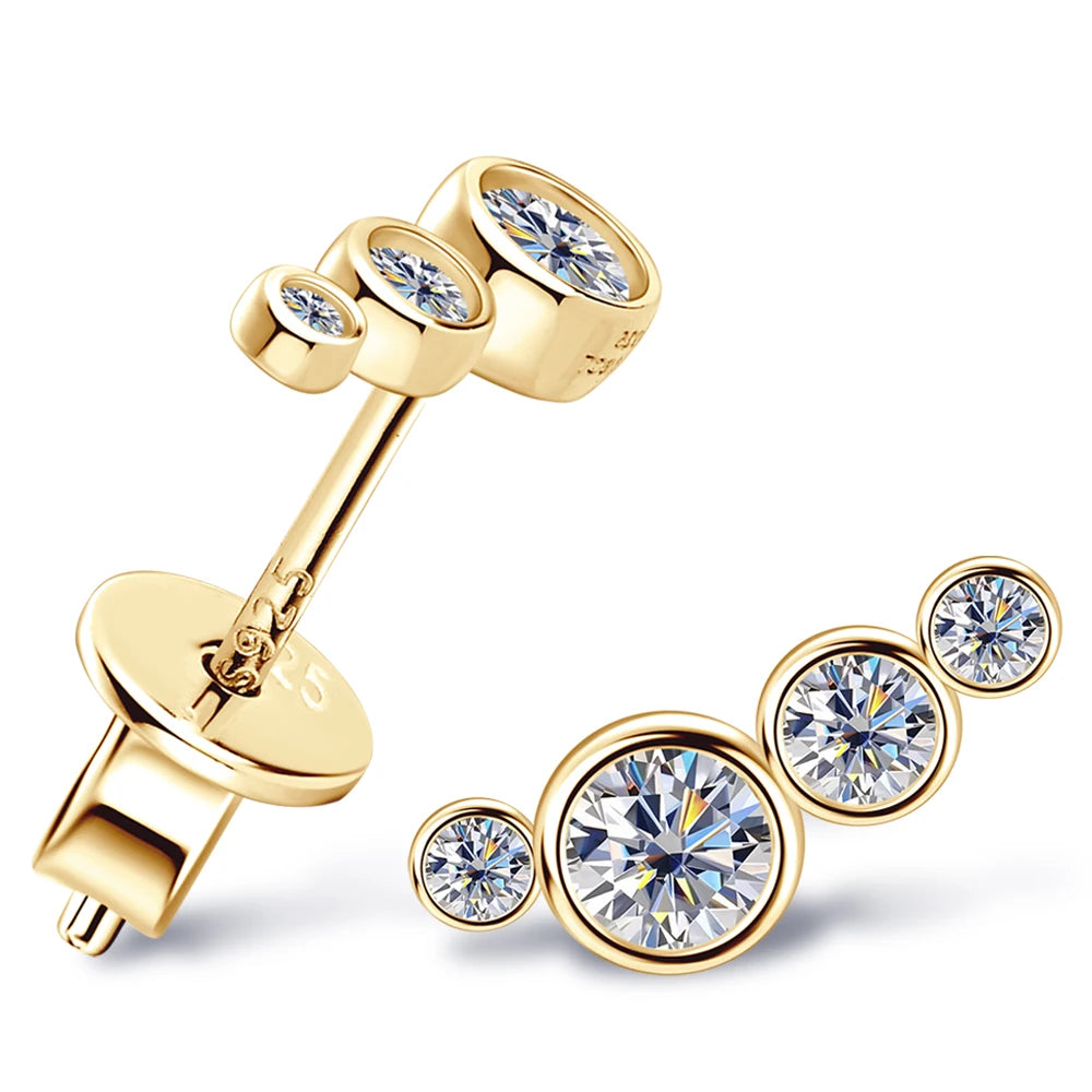 Original 925 Sterling Silver D Color Diamond Bubble Earrings Ear Stud for Women Trend Jewelry 3mm Bezel Moissanite Earrings