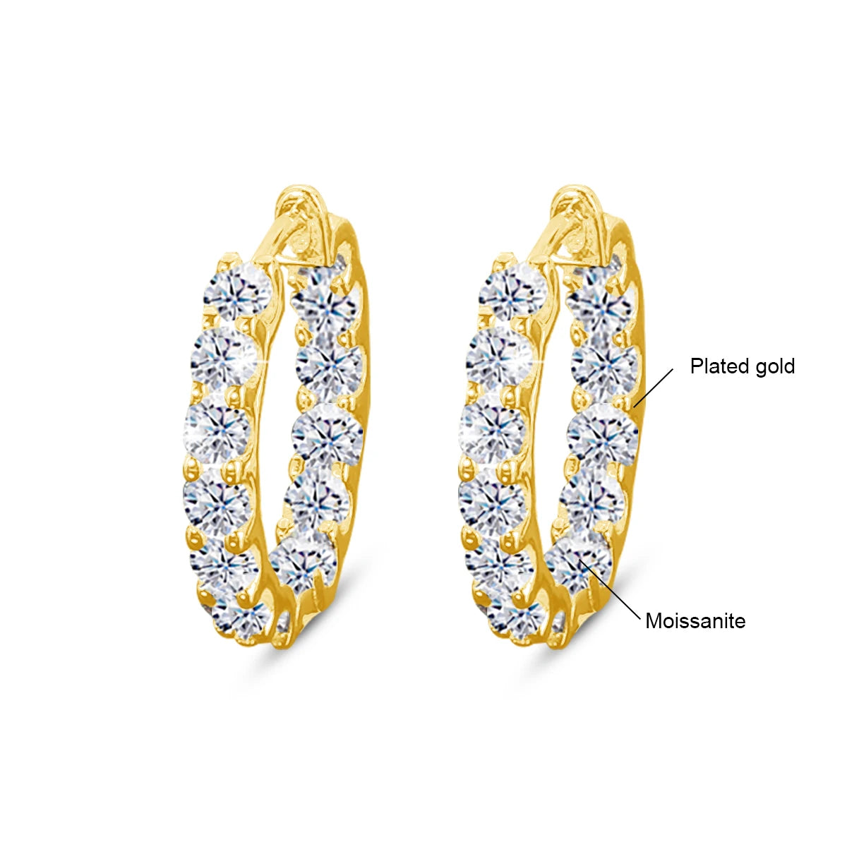 Full Moissanite Earrings hoops D VVS1 Luxury