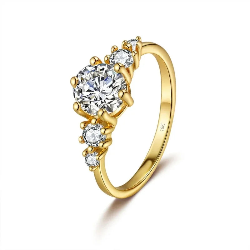 French Style Women Engagement 18K Gold Wedding Band 1CT Moissanite Diamond Lover Valentine's Day Girl Friend Birthday Gift Rings