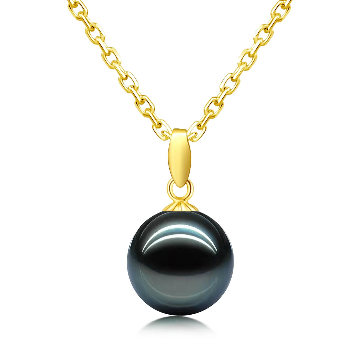18K White Gold 9-13mm Natural Tahitian Black Pearl Moissanite Pendant Necklace
