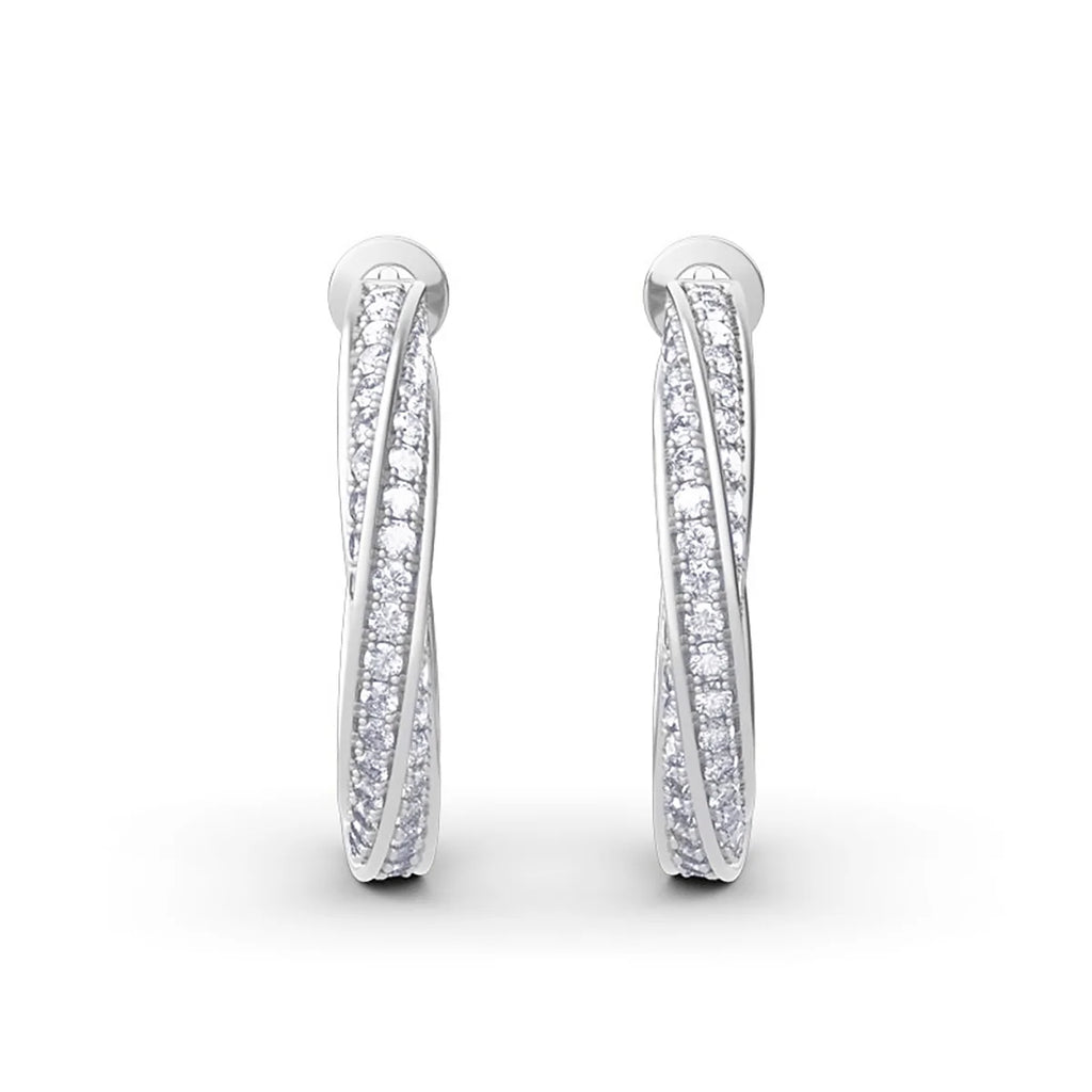 Moissanite Diamond Massive Hoop Earrings Sterling Silver 925