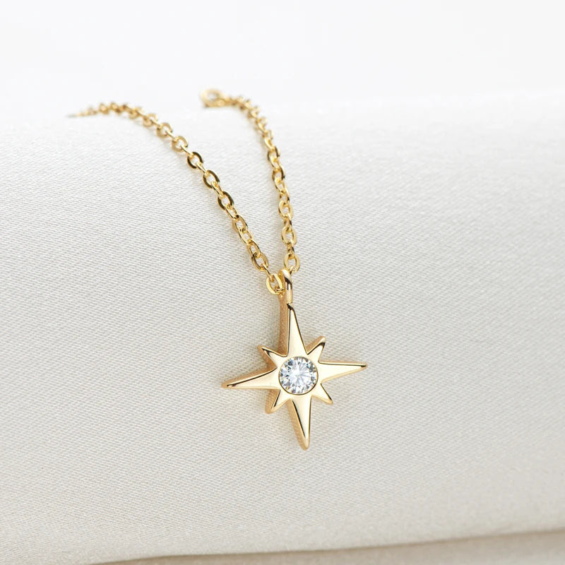 Moissanite Star Pendant 14K Gold Plated