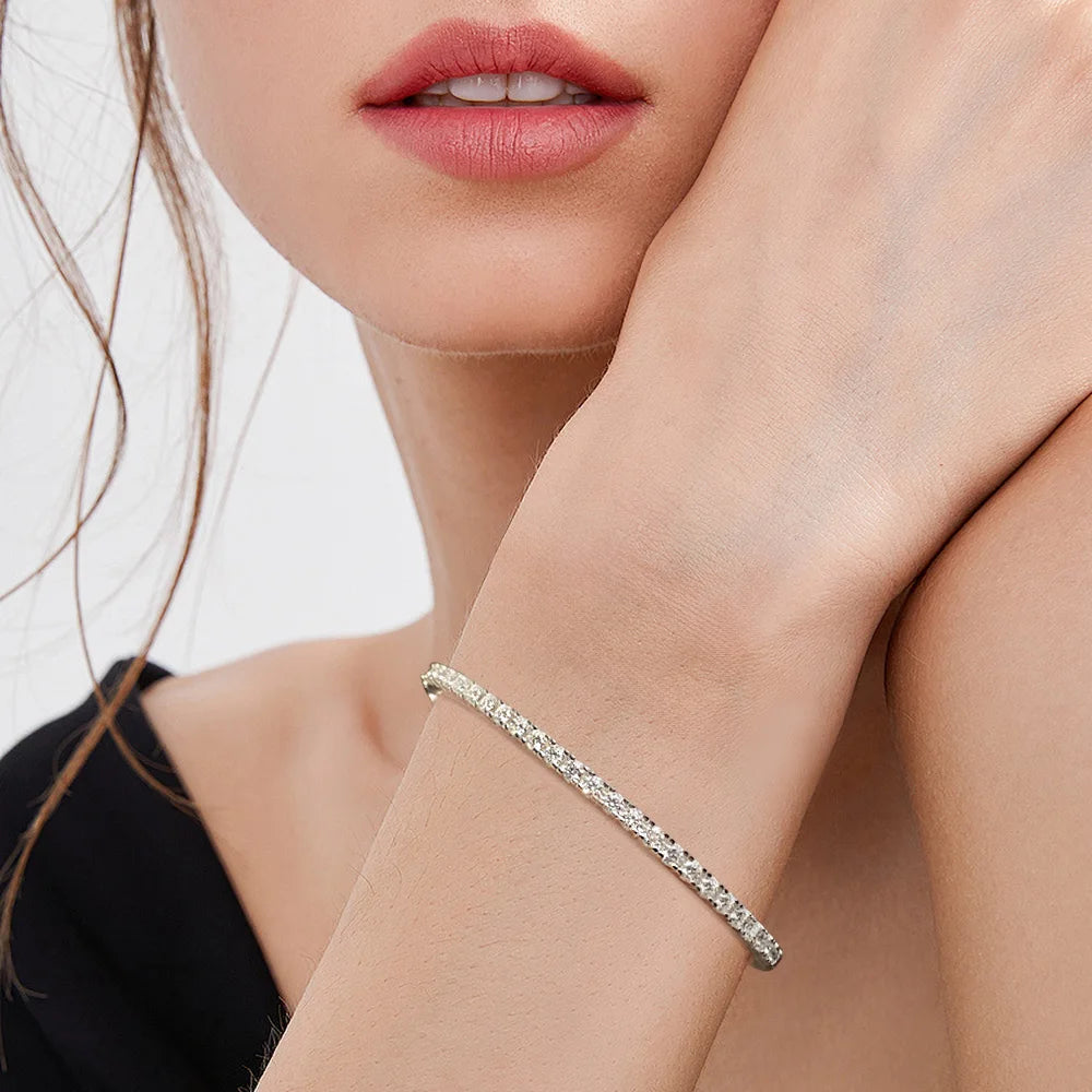 Moissanite Bangles for Women All 2.5mm D VVS1 Lab Diamond Bracelets 925 Sterling Silver Bracelet Wedding Birthday Gift