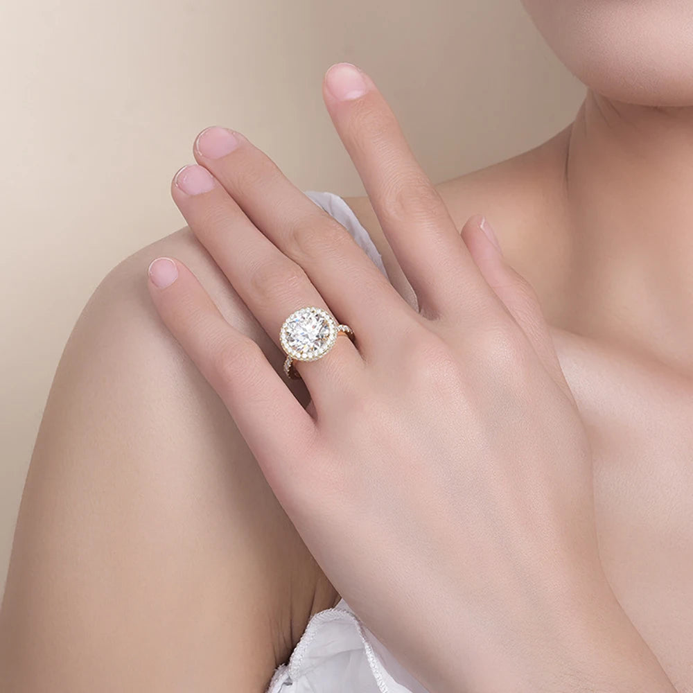 5ct D Color Big Moissanite Rings For Women Wedding Bridal S925 Sterling Silver Couples Ring Plated 18k