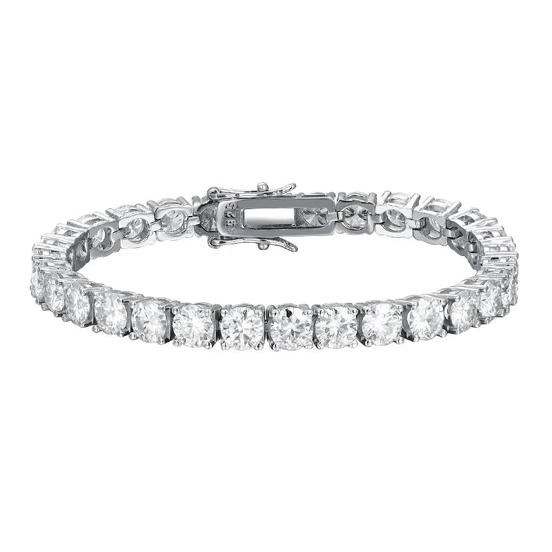 Moissanite Tennis Bracelets 5mm for Women 925 Sterling Silver White Gold Bangle Wedding Sparkles Lab Diamond Bracelet GRA