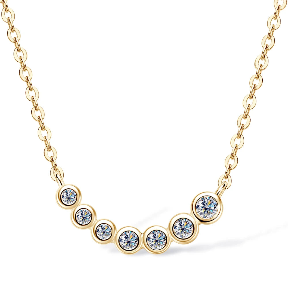 Full Moissanite Necklace 925 Sterling Silver Plated 14K Gold Diamond Pendant For Women Wedding Party Fine Jewelry Gift