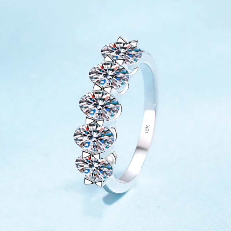 Women Engagement 18K White Gold Wedding Band 2.5CT Moissanite Diamond Girl Friend Christmas PT950 Platinum Birthday Gift Rings