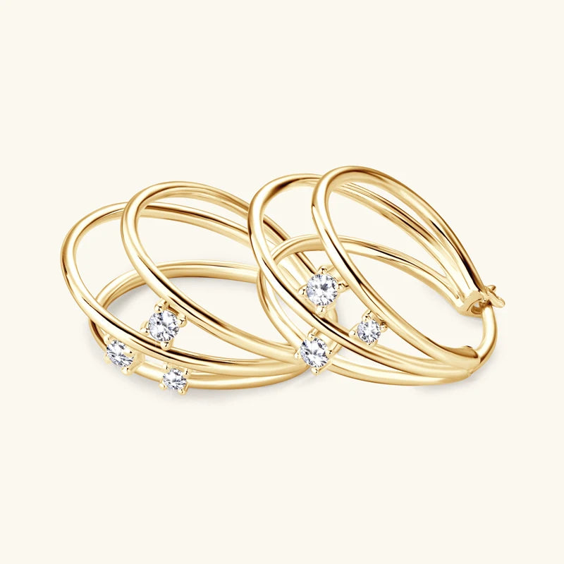 Circle Earrings For Women 925 Sterling Silver Moissanite Hoop Earring